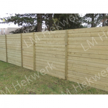 Houten scherm Horizontaal TAND/GROEF Recht 180x180cm type SOLIDE - LM Hekwerk bvba