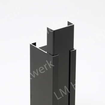 Aluminium U-profiel voor gleufafdichting paal 80/60mm x L. 2100mm - LM Hekwerk bvba