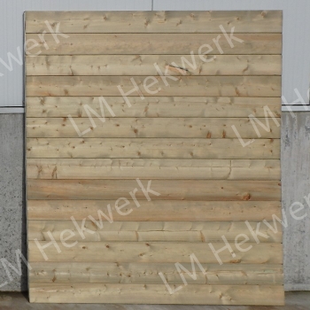 Houten scherm Horizontaal TAND/GROEF Recht 180x180cm type SOLIDE - LM Hekwerk bvba